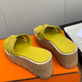 Hermes Eze 30 Suede Sandals - Jaune Impérial
