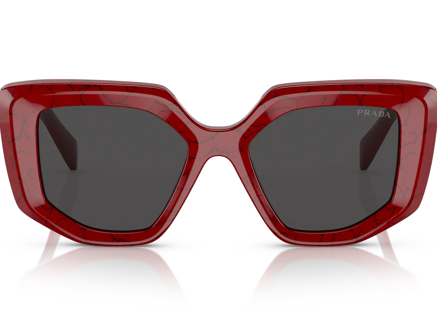 Prada PR14ZS 15D-5S0 Rectangular Marble Red Sunglasses