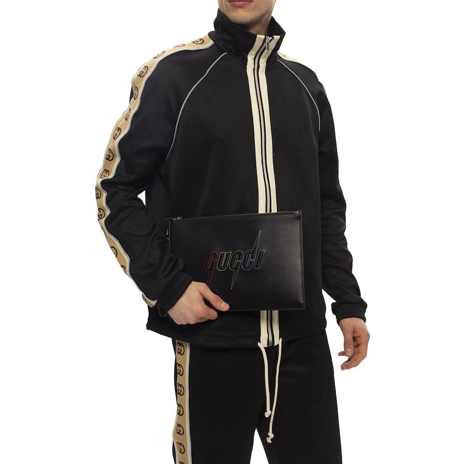 Gucci Blade Embroidered Clutch Pouch – Black