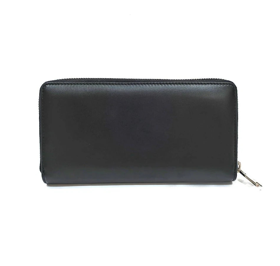 Gucci Long Wallet Embroidery Leather Pouch – Black