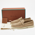 Loro Piana Summer Charms Walk Deerskin Loafers - Beige (119)