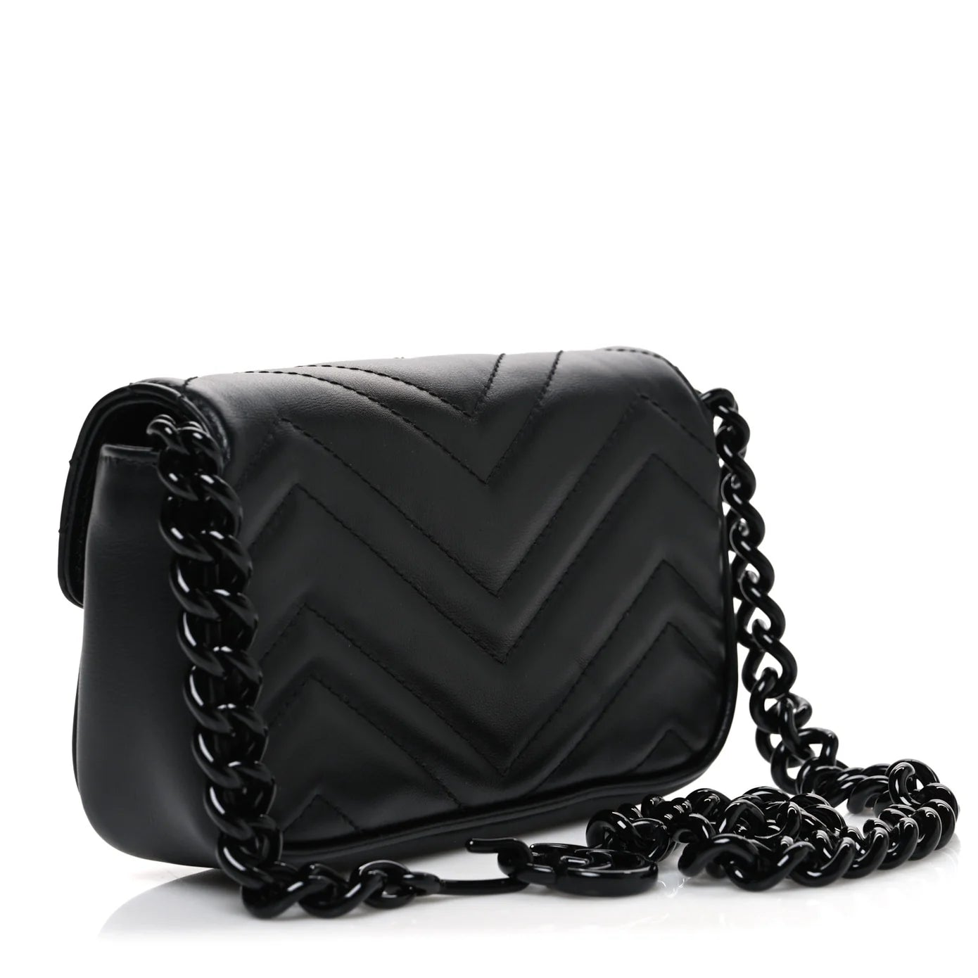 Gucci GG Marmont Leather Chain Belt Bag – Black