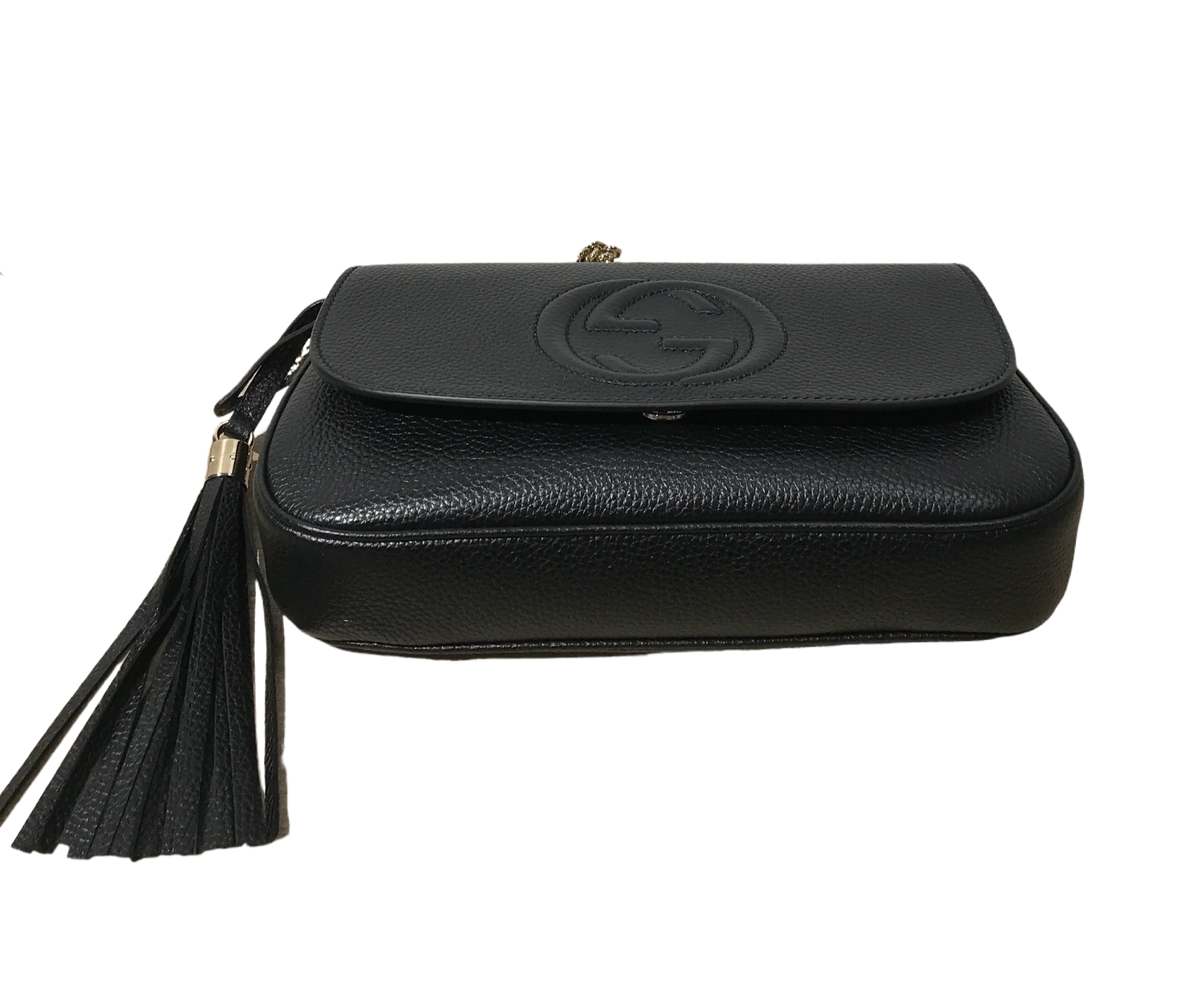 Gucci Pebbled Calfskin Soho Medium Flap Bag – Black