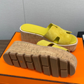 Hermes Eze 30 Suede Sandals - Jaune Impérial