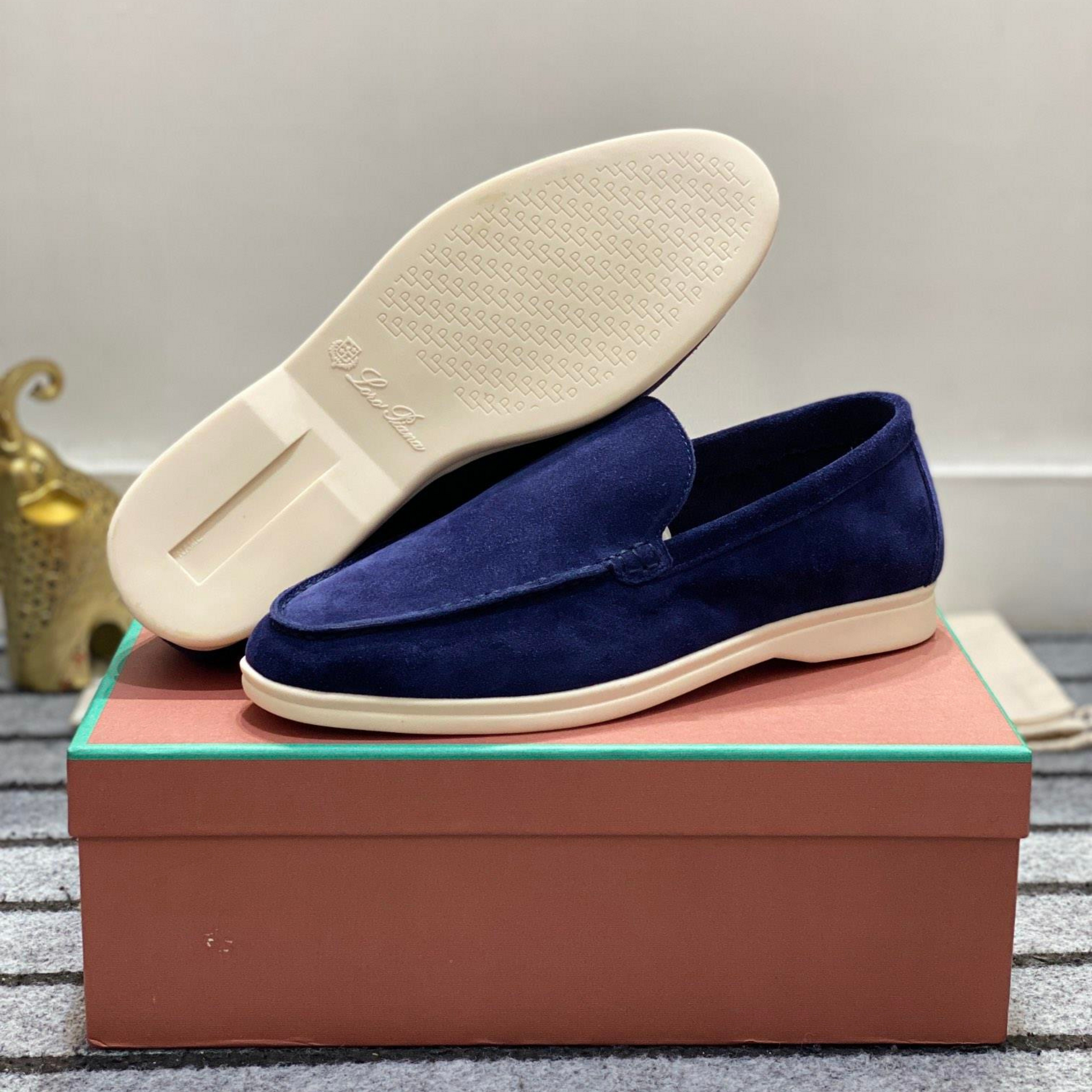 Loro Piana Summer Walk Suede Loafers - Dark Navy Blue ( 040 Loro Piana Summer Walk Suede Loafers - Dark Navy Blue ( 040