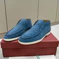 Loro Piana Open Walk Suede Ankle Boots - Dark Blue