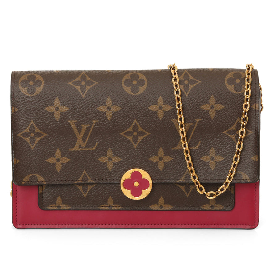 Louis Vuitton Monogram Canvas Flore Chain Wallet Bag - Fuchsia