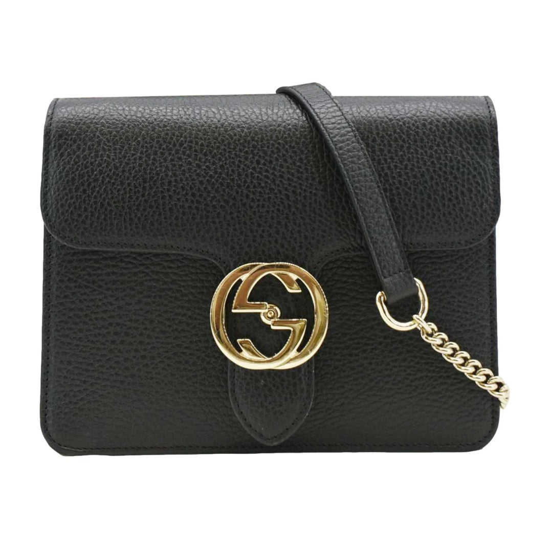 Gucci GG Leather Crossbody Bag – Black