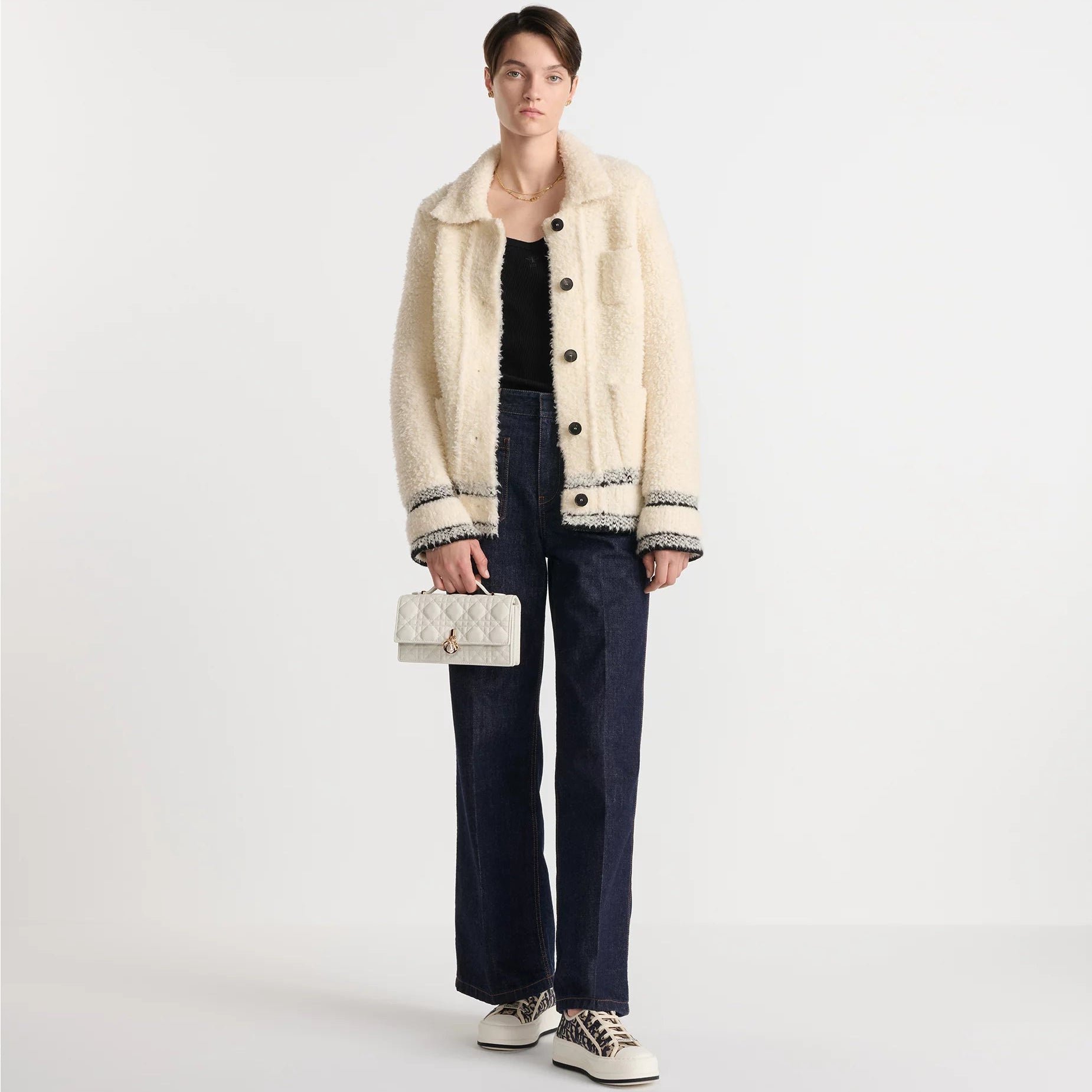Dior My Dior Cannage Lambskin Top Handle Bag - White