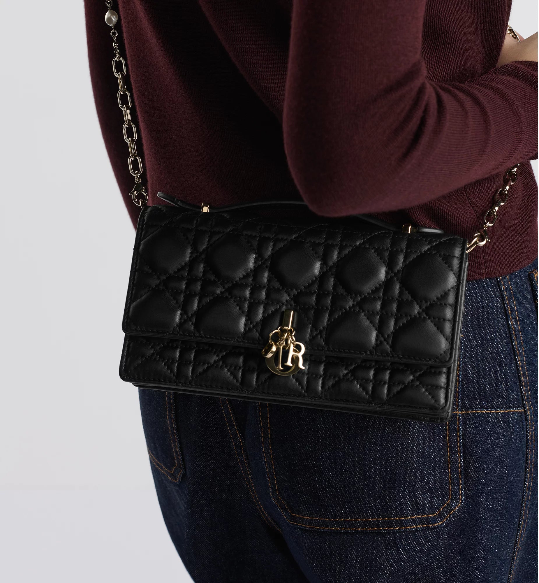 Dior My Dior Cannage Lambskin Mini Bag - Black