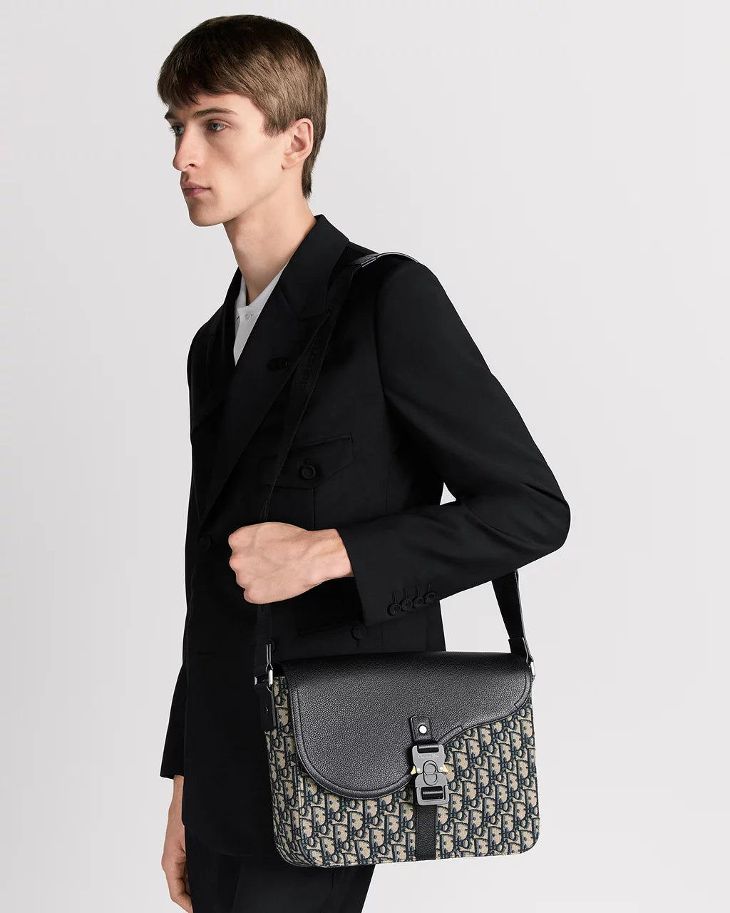 Dior Medium Saddle Messenger Bag with Flap - Black