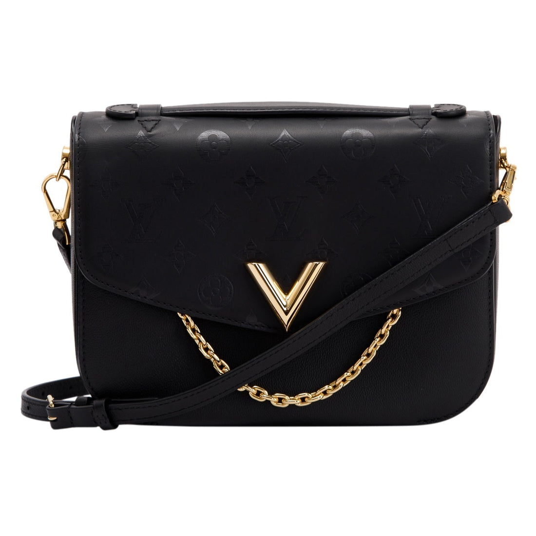 Louis Vuitton Calfskin Monogram Very Messenger Handbag - Black