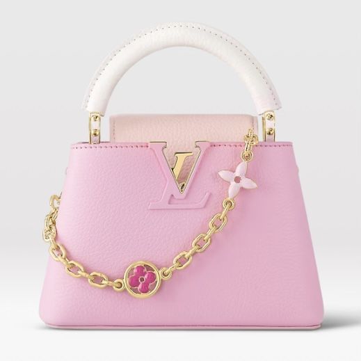 Louis Vuitton Taurillon Flower Chain Mini Capucines Handbag – Candy Pink
