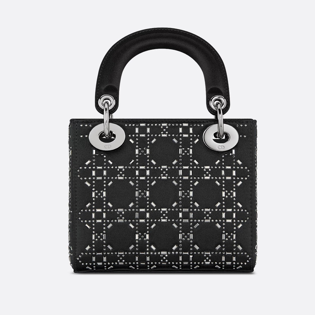 Dior Mini Lady Dior Strass Cannage Satin Bag - Black