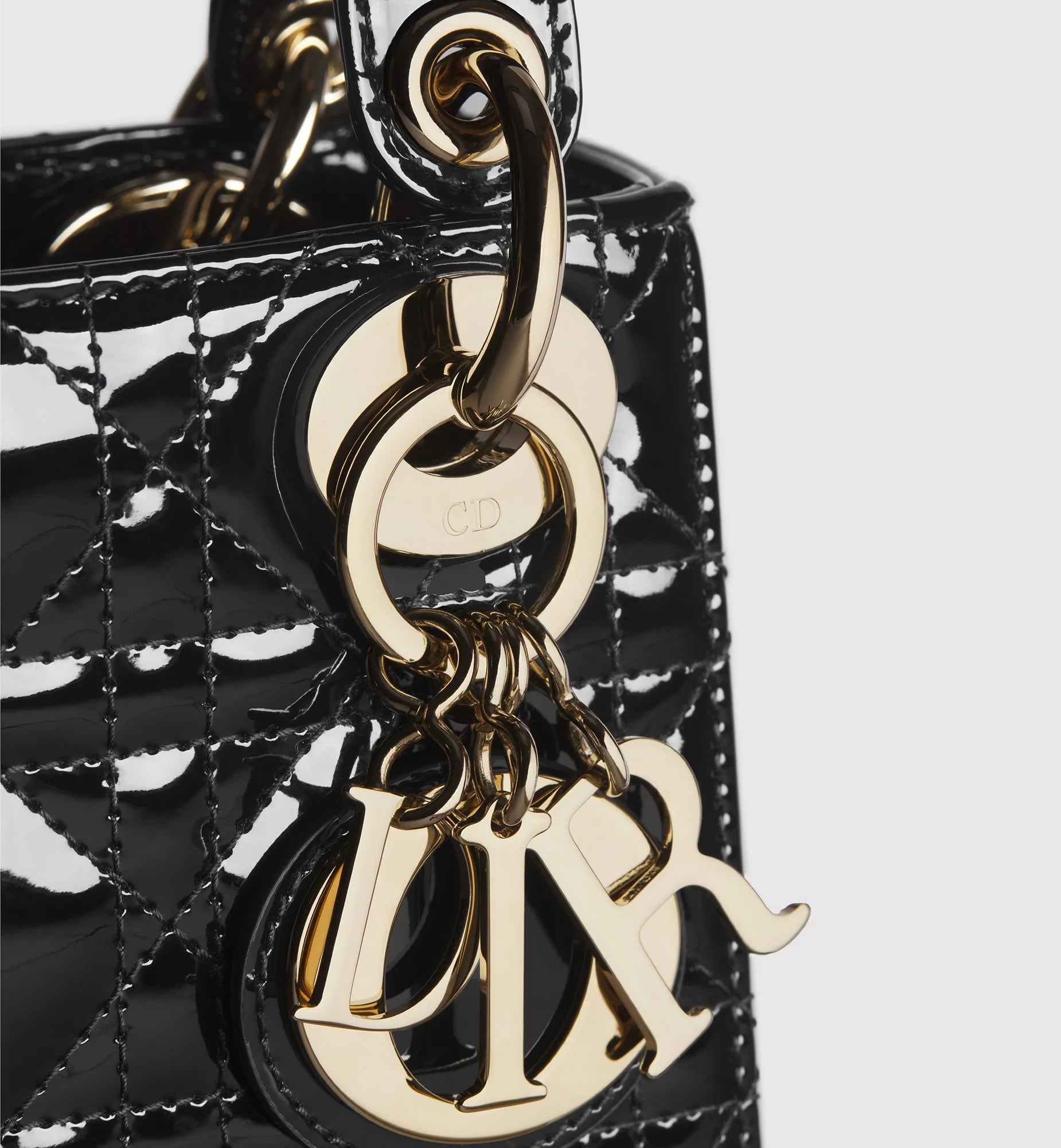 Dior Mini Lady Dior Cannage Calfskin Bag - Black