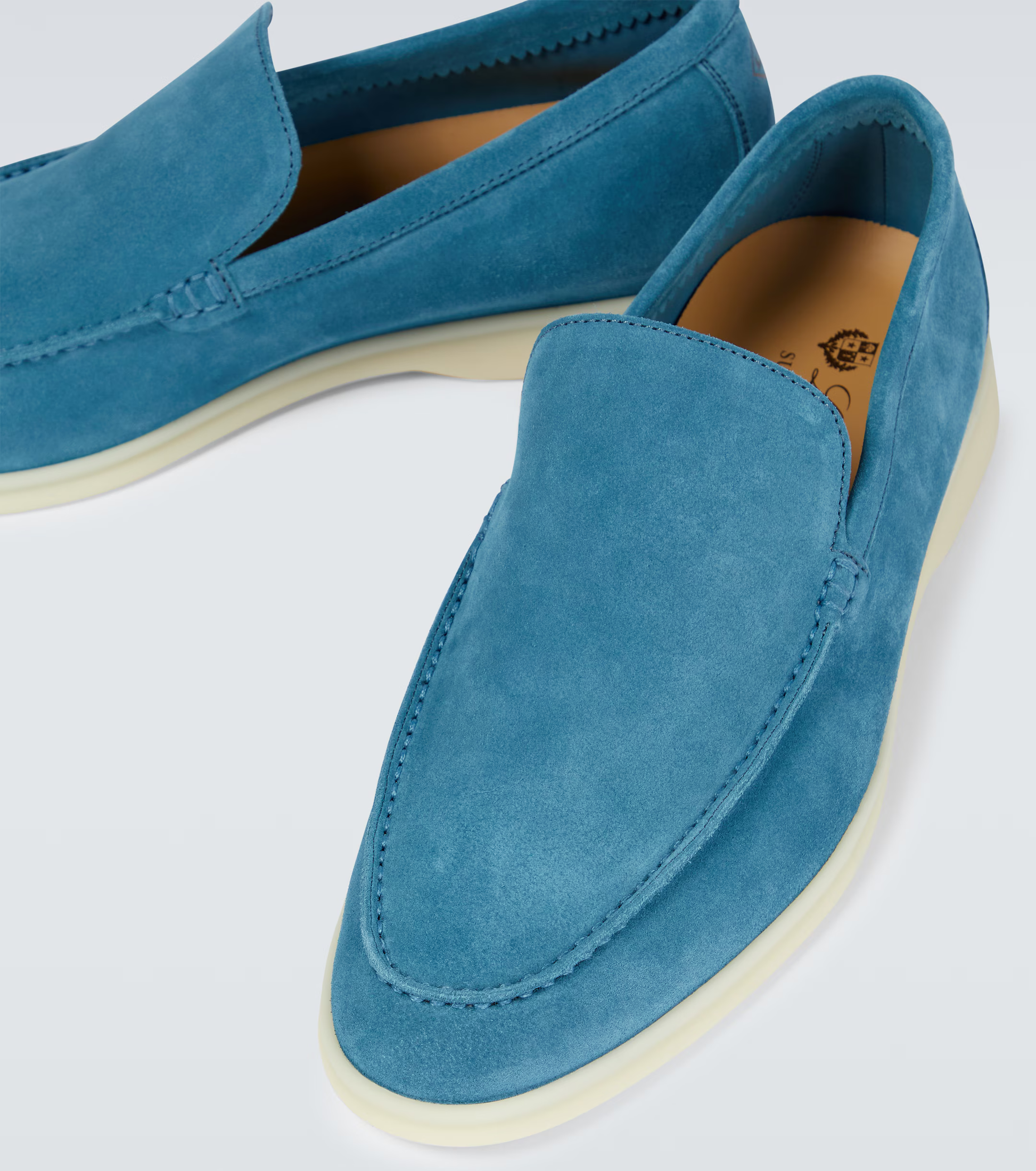 Loro Piana Summer Knit Walk Wish Suede Loafers - Blue Sorbet (233)