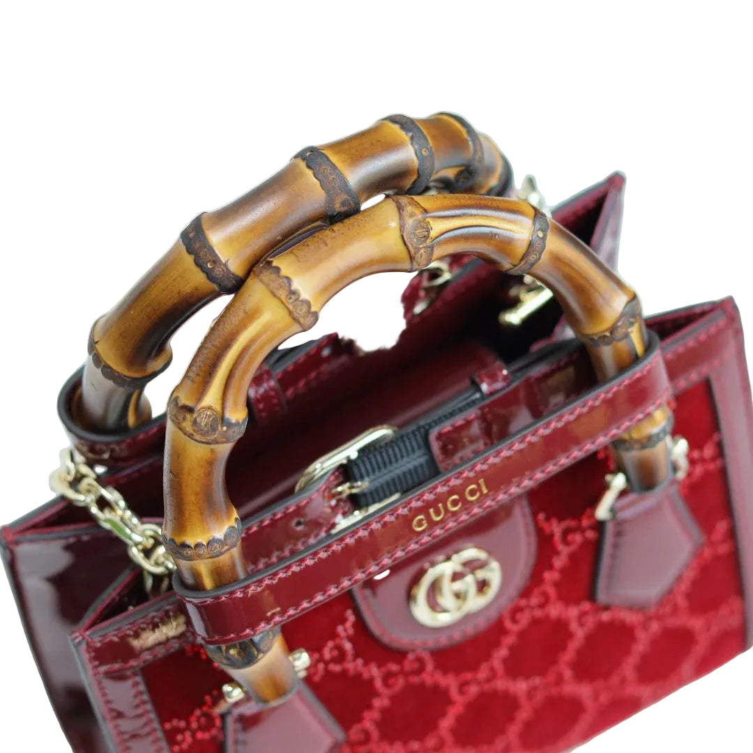 Gucci Mini Leather Bamboo Tote Bag – Red