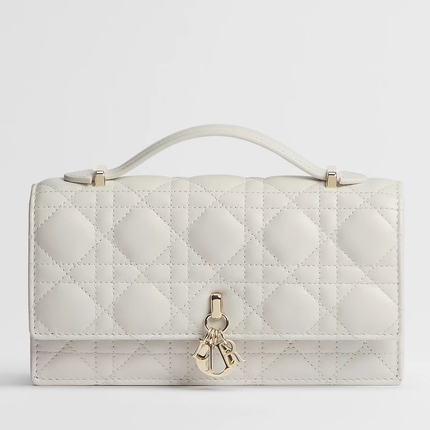 Dior My Dior Cannage Lambskin Top Handle Bag - White