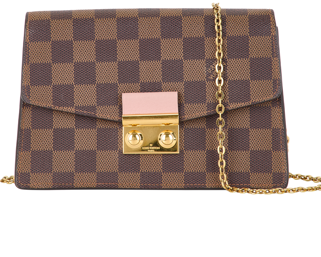Louis Vuitton Damier Ebene Croisette Chain Crossbody Bag - Brown