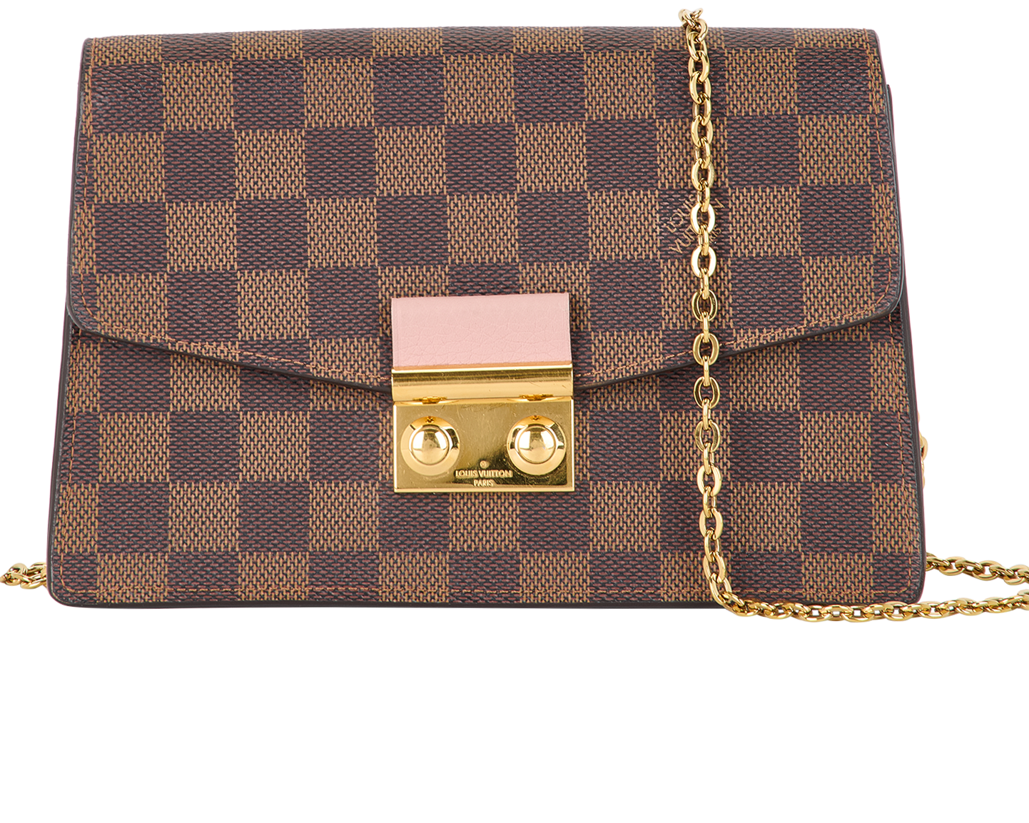 Louis Vuitton Damier Ebene Croisette Chain Crossbody Bag - Brown