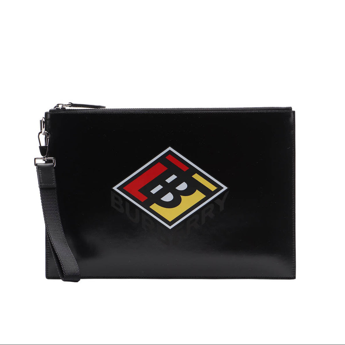 Gucci Burberry Logo Print Leather Clutch Pouch – Black