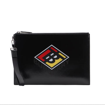 Gucci Burberry Logo Print Leather Clutch Pouch – Black