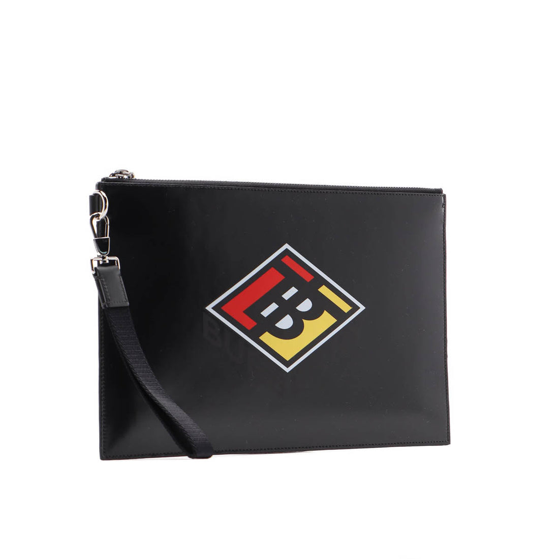 Gucci Burberry Logo Print Leather Clutch Pouch – Black