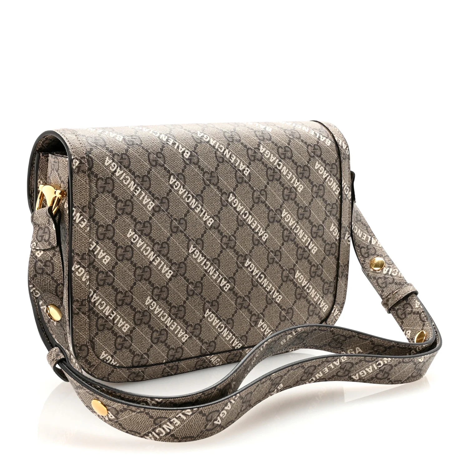 Gucci X Balenciaga GG Supreme Horsebit 1955 Small Shoulder Bag – Beige