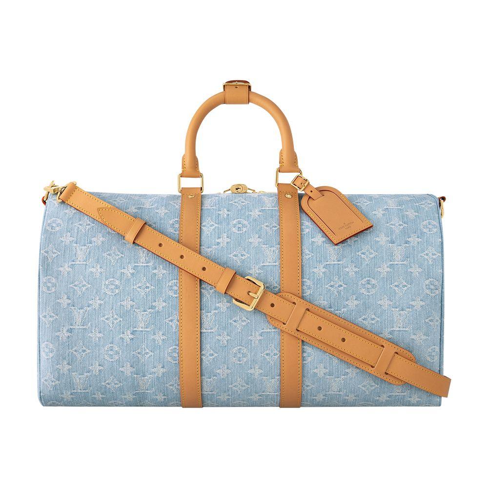 Louis Vuitton Monogram Denim Keepall Bandoulière 45 Duffle Bag  – Blue
