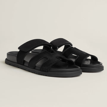 Hermes Chypre Suede Sandals - Noir