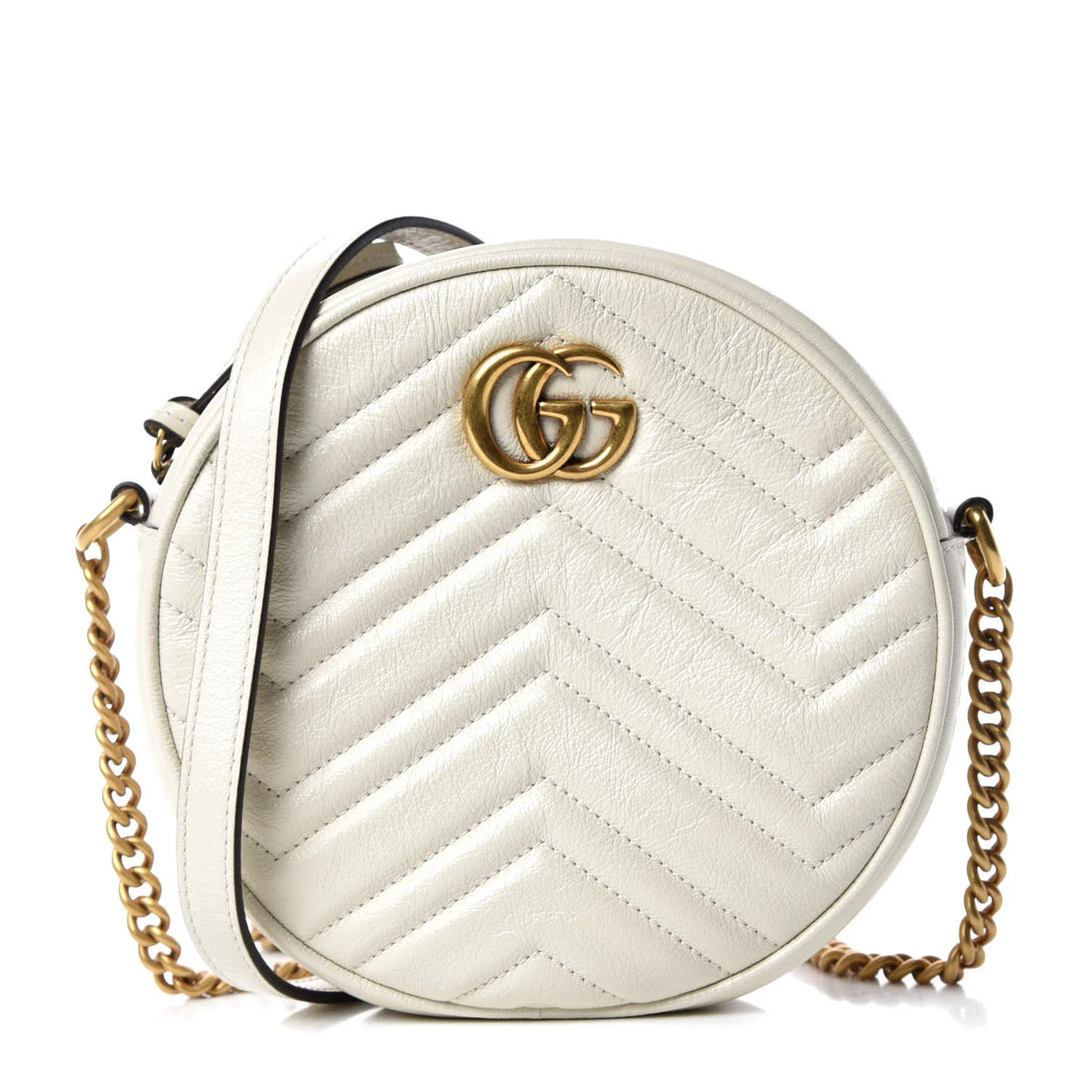 Gucci Azalea Marmont Round Mini Shoulder Bag – White