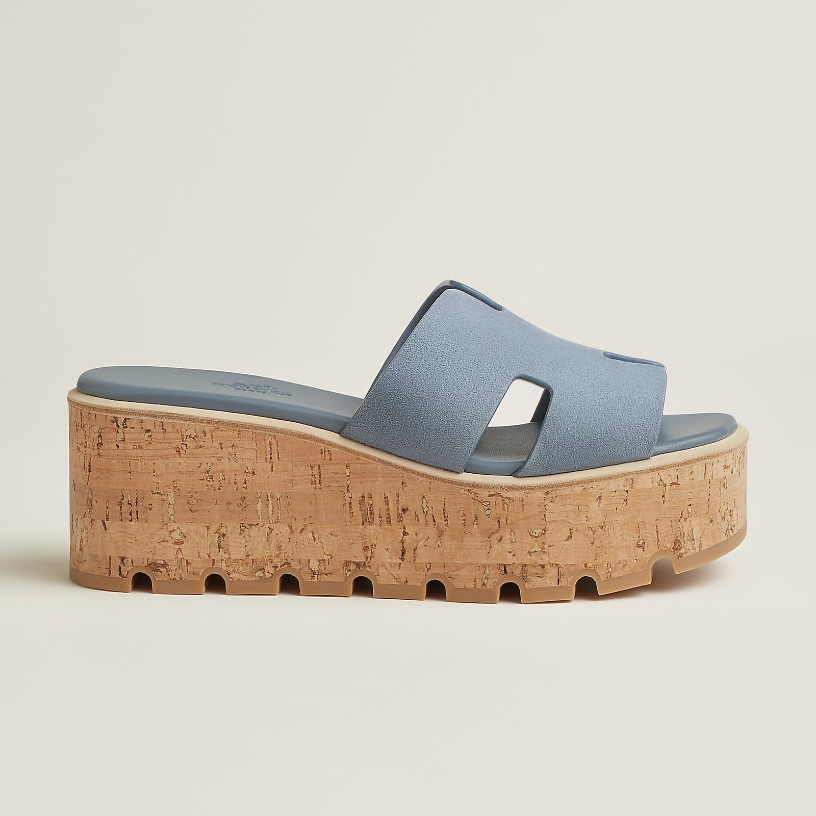 Hermes Eze 30 Suede Sandals - Blue Pomace