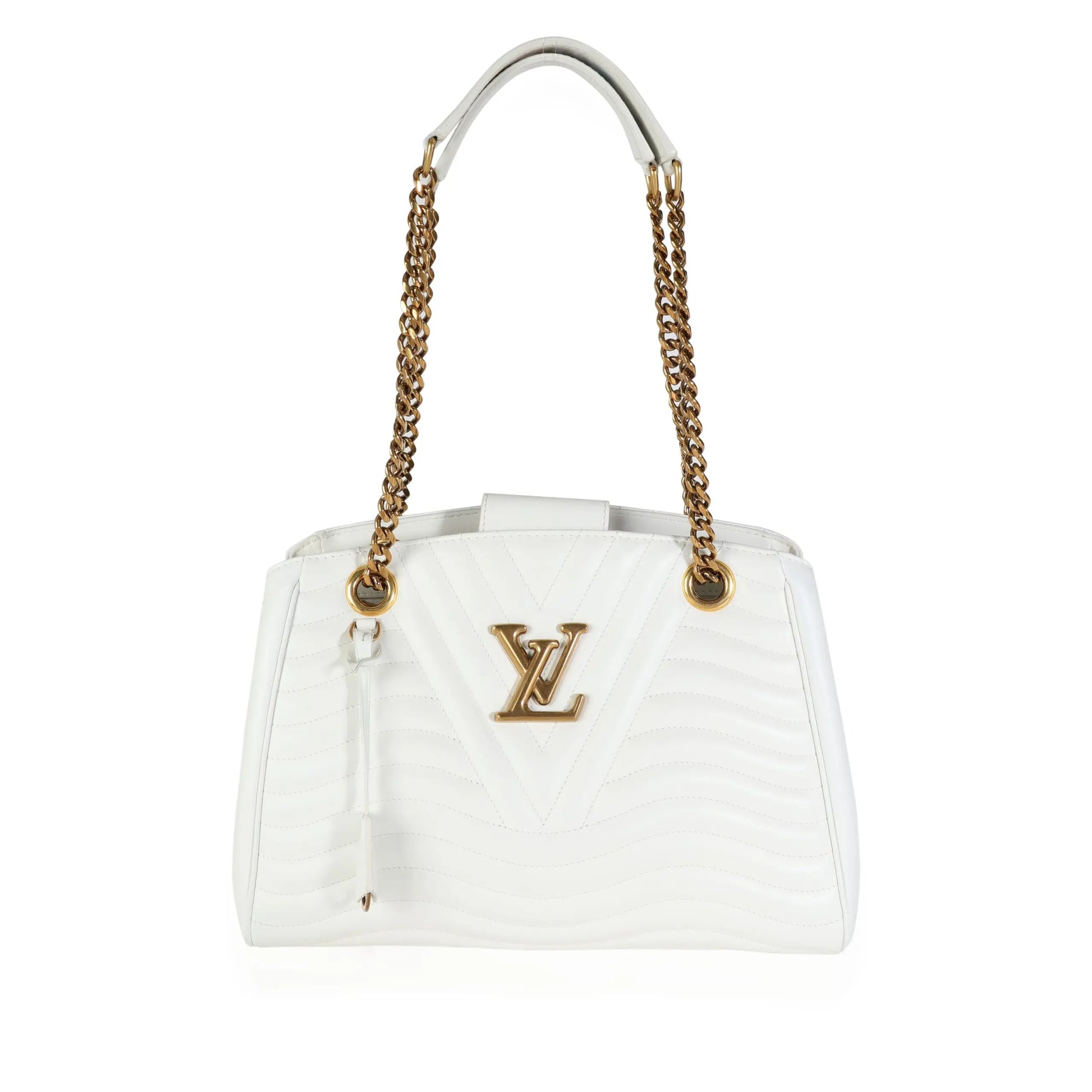 Louis Vuitton Calfskin New Wave Chain Tote Bag - White