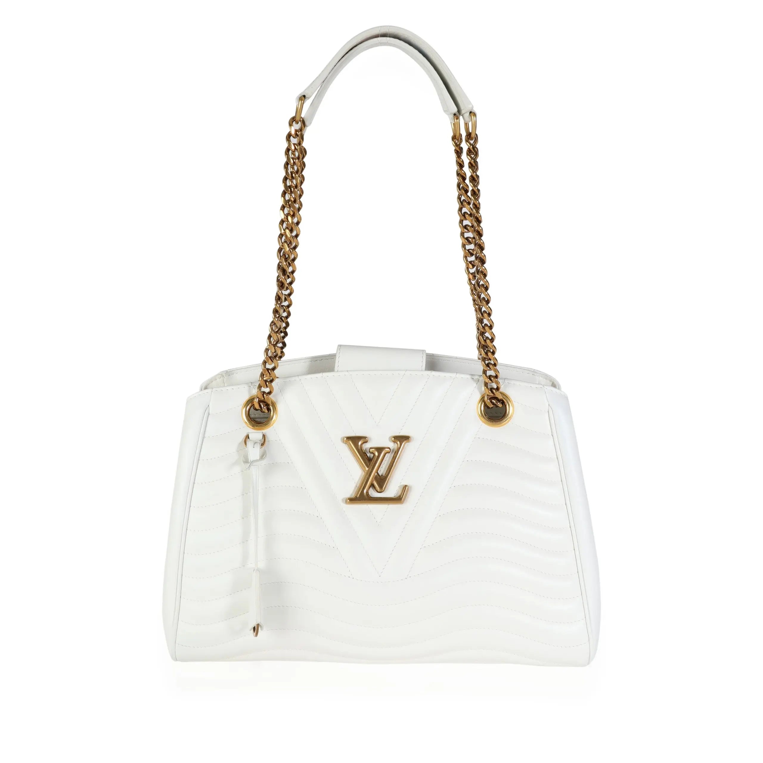 Louis Vuitton Calfskin New Wave Chain Tote Bag - White