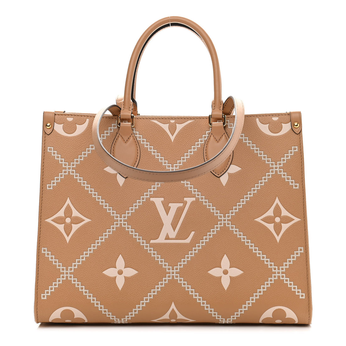 Louis Vuitton Empreinte Monogram Giant Broderies OnTheGo MM Tote Bag - Light Brown