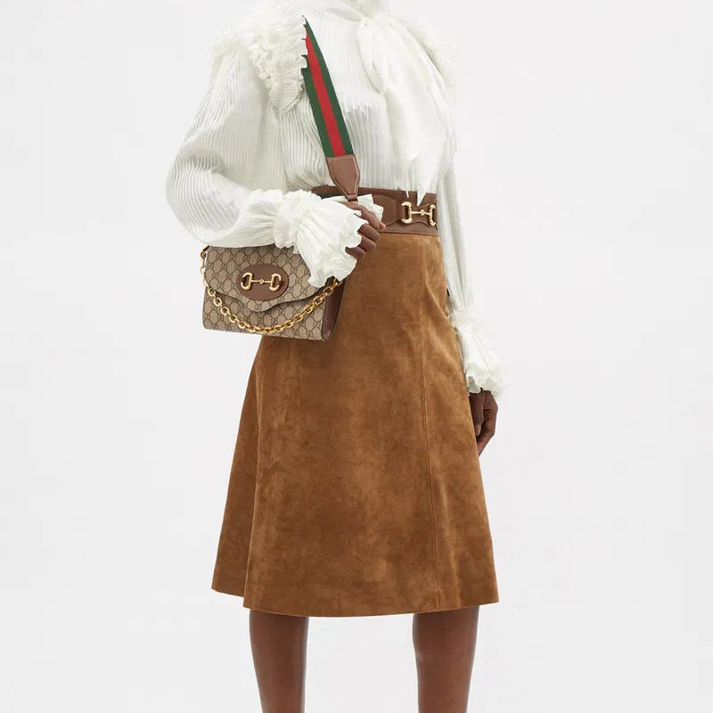 Gucci Horsebit 1955 GG Supreme Canvas Small Shoulder Bag – Beige