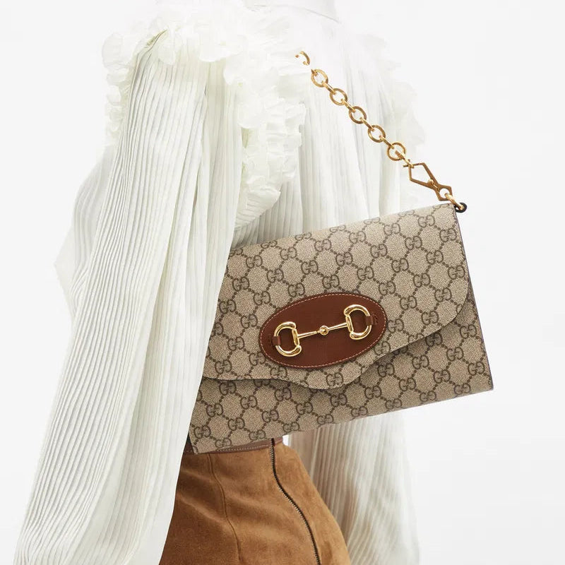 Gucci Horsebit 1955 GG Supreme Canvas Small Shoulder Bag – Beige