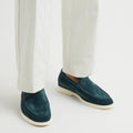 Loro Piana Summer Walk Suede Loafers - Dark Green
