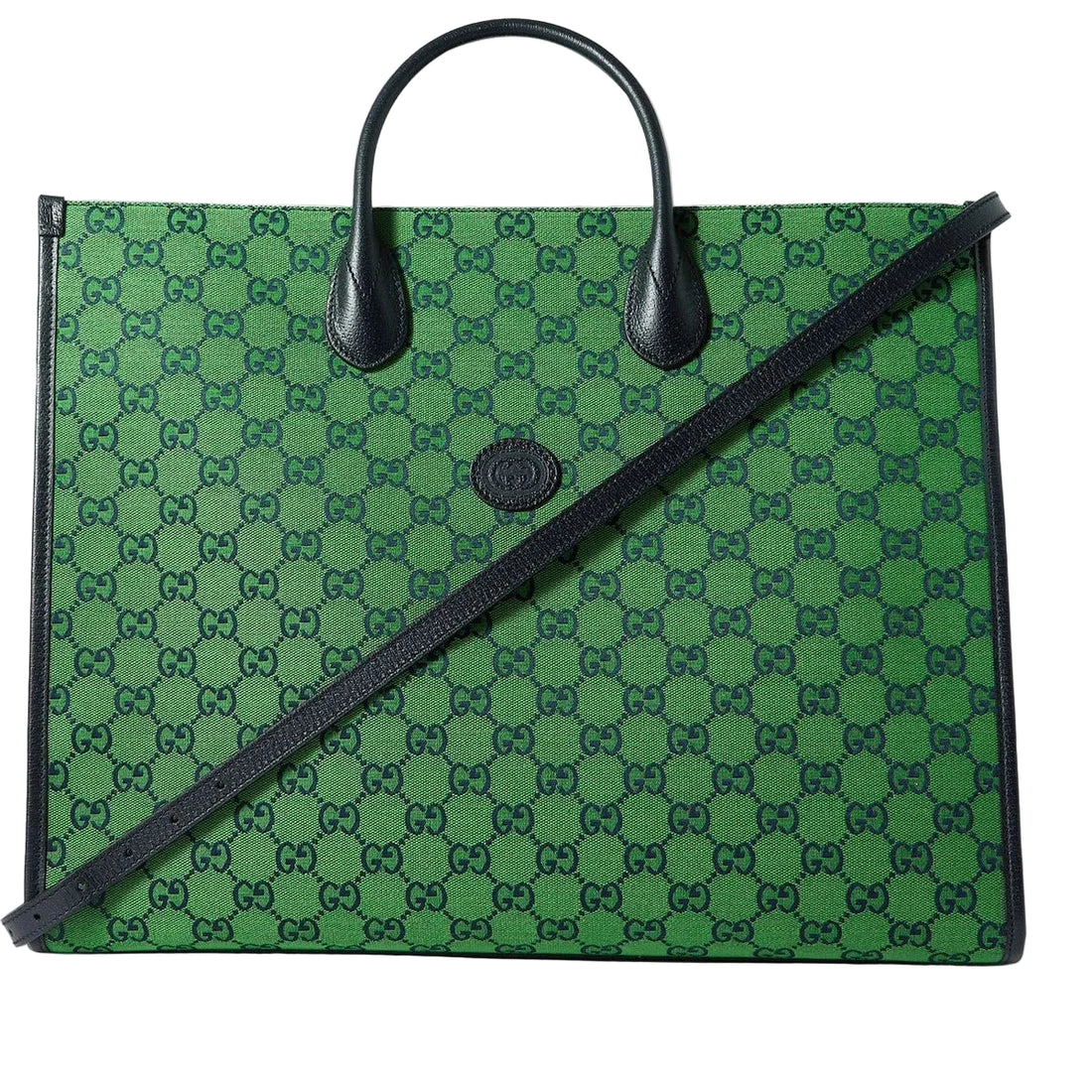 Gucci Leather-Trimmed Monogrammed Coated Tote Bag – Green