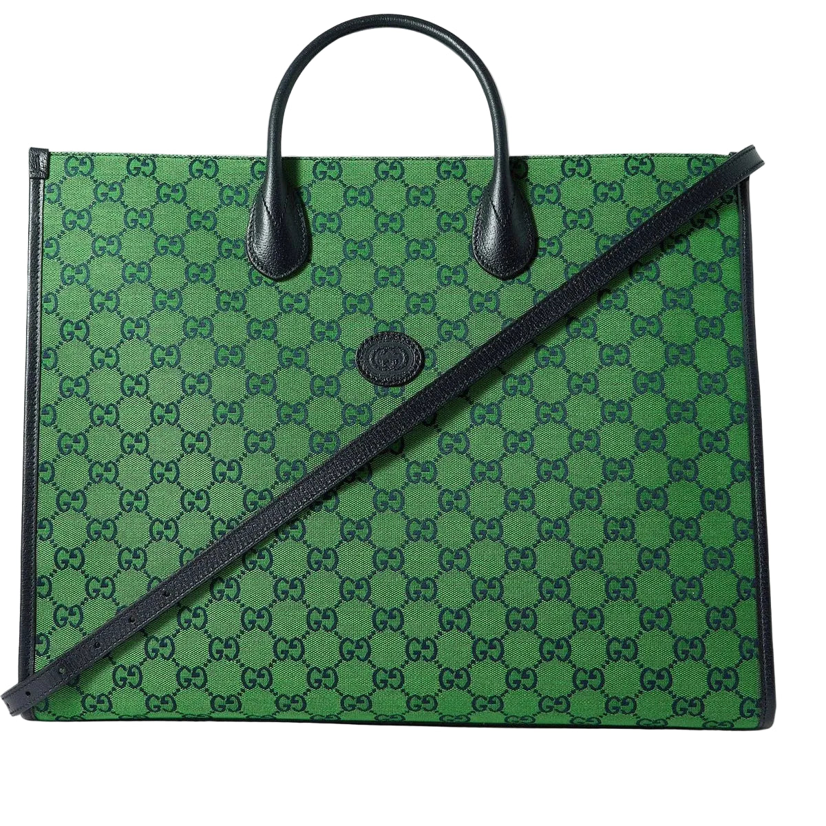 Gucci Leather-Trimmed Monogrammed Coated Tote Bag – Green
