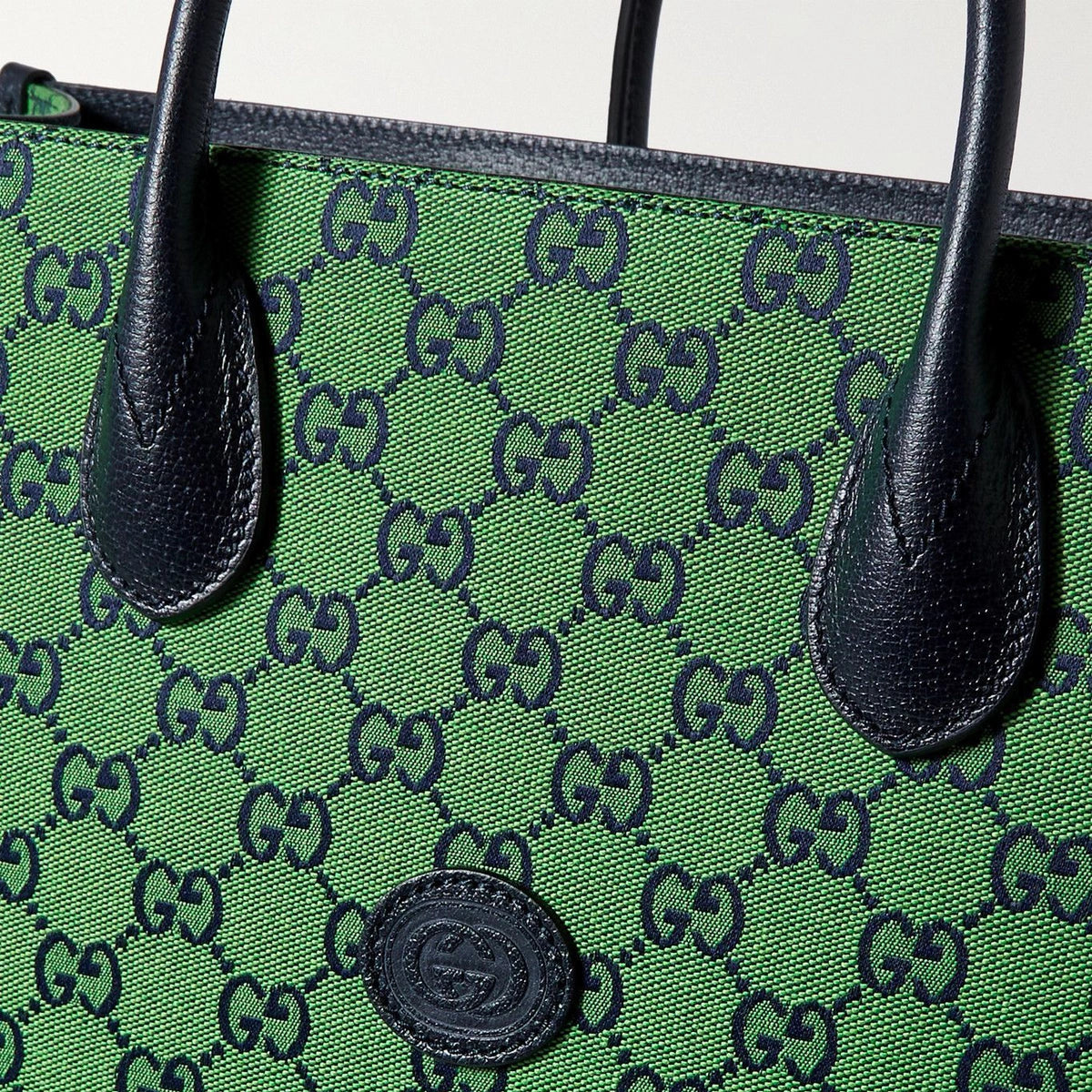 Gucci Leather-Trimmed Monogrammed Coated Tote Bag – Green