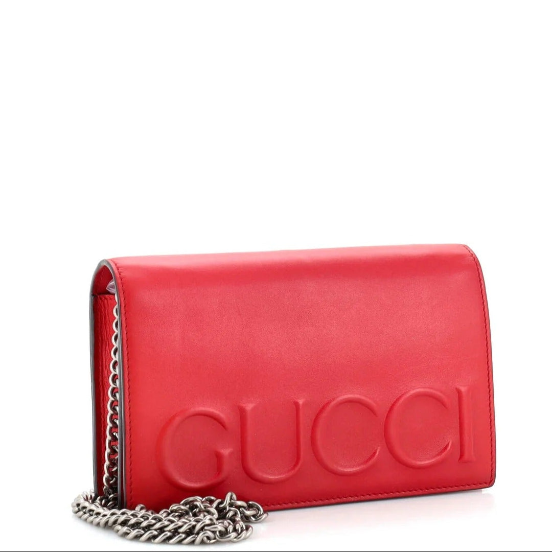 Gucci XL Leather Wallet on Chain Shoulder Bag – Red