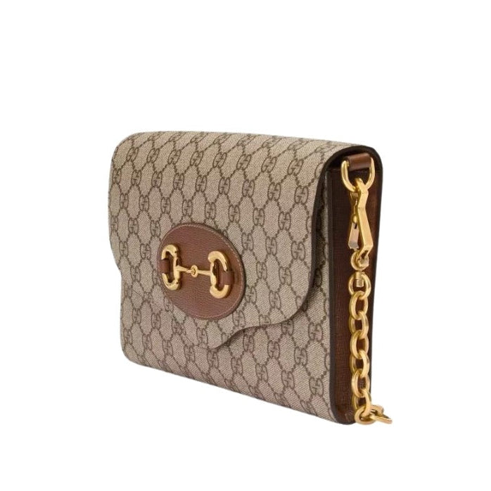 Gucci Horsebit 1955 GG Supreme Canvas Small Shoulder Bag – Beige