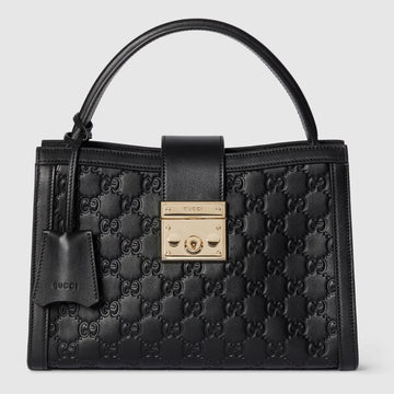 Gucci Padlock Top-Handle Medium Leather Bag – Black