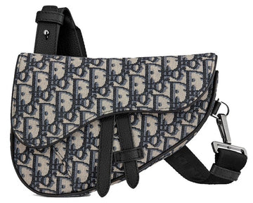 Dior Mini Oblique Jacquard Saddle Bag - Beige Black