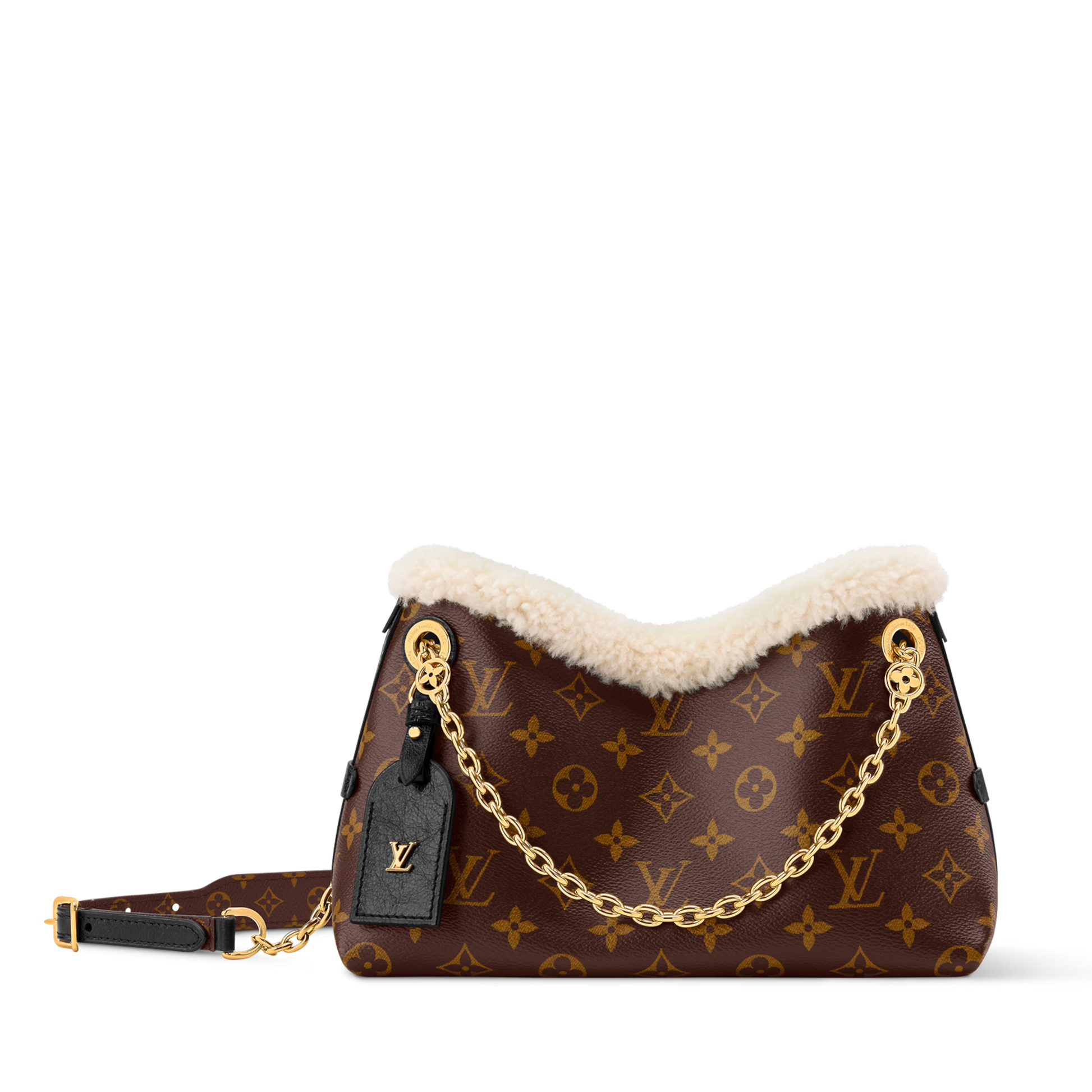 Louis Vuitton LV Ski Monogram Shearling CarryAll BB Handbag – Brown
