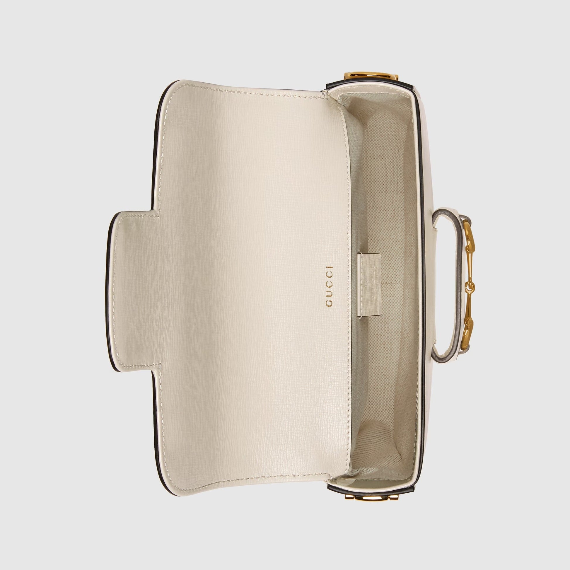 Gucci Horsebit 1955 Small Leather Shoulder Bag – White