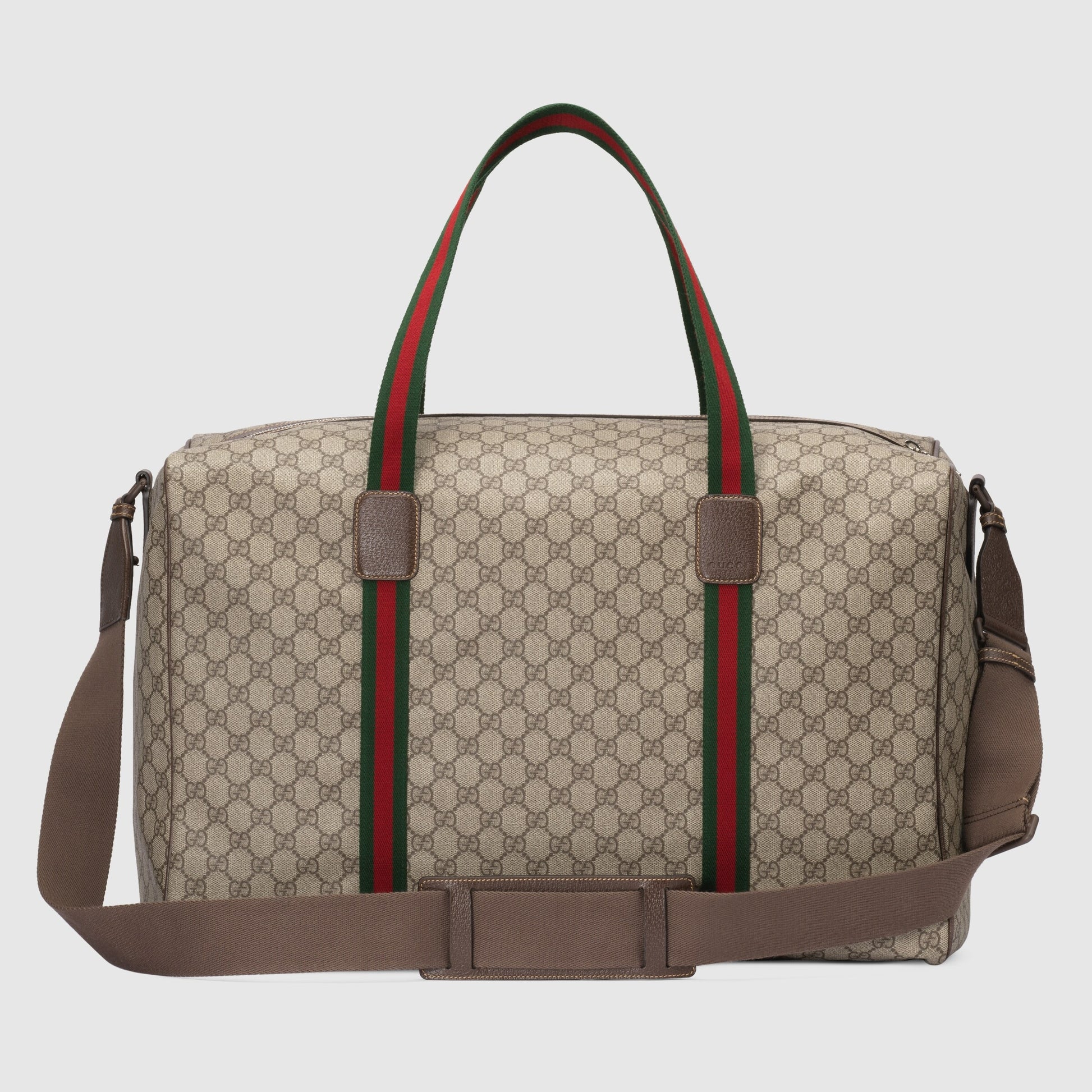 Gucci GG Supreme Canvas Large Duffle Bag with Web - Beige