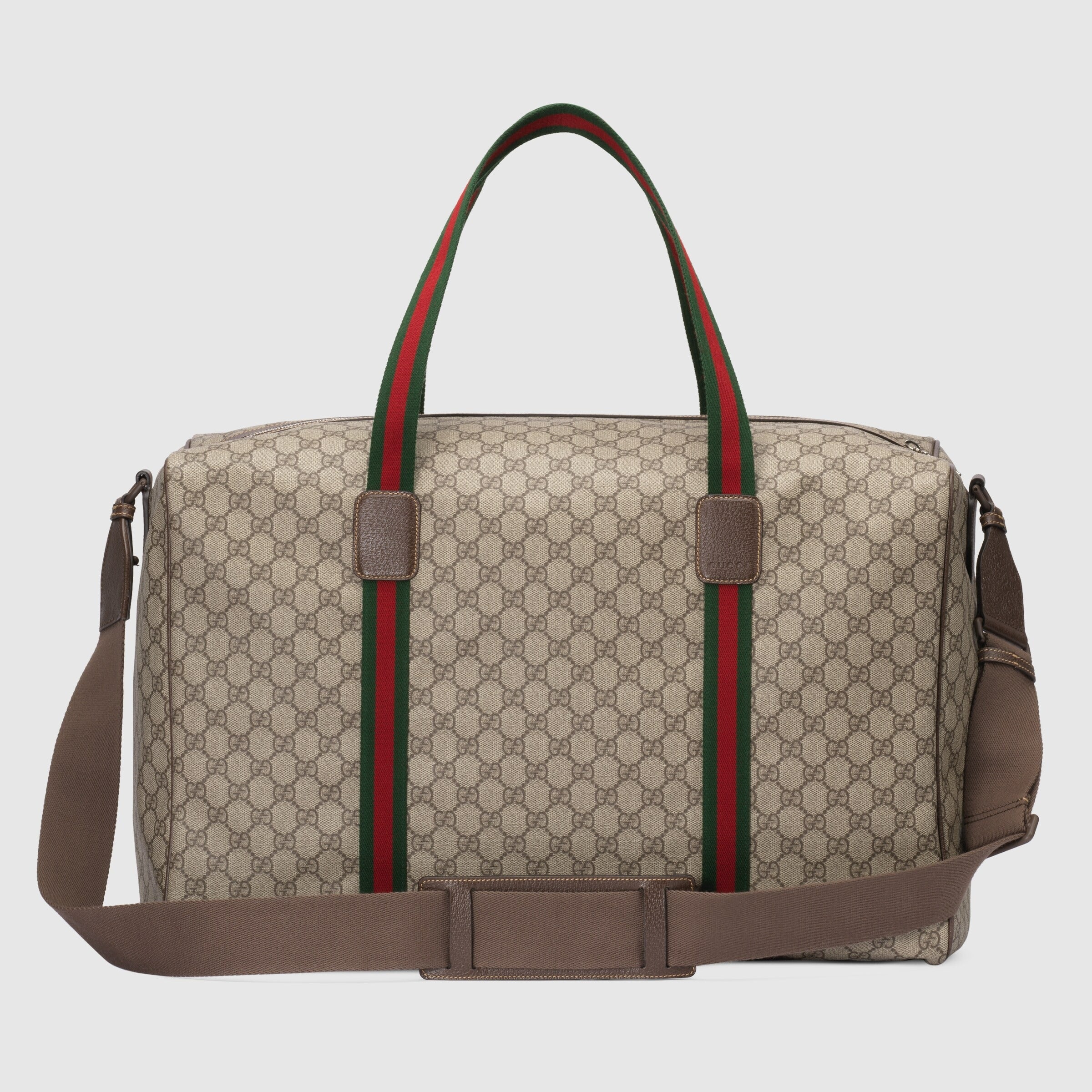 Gucci GG Supreme Canvas Large Duffle Bag with Web - Beige