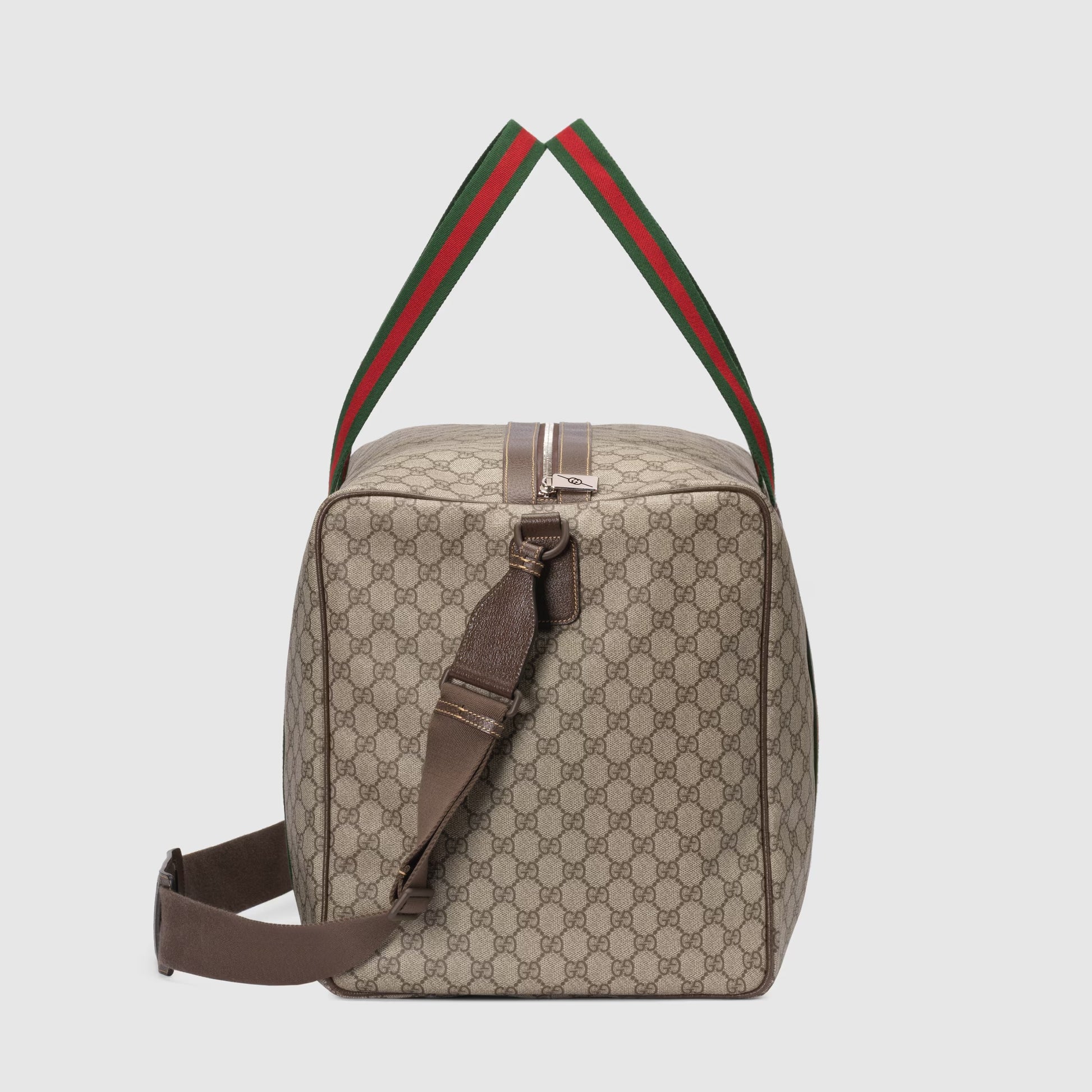 Gucci GG Supreme Canvas Large Duffle Bag with Web - Beige